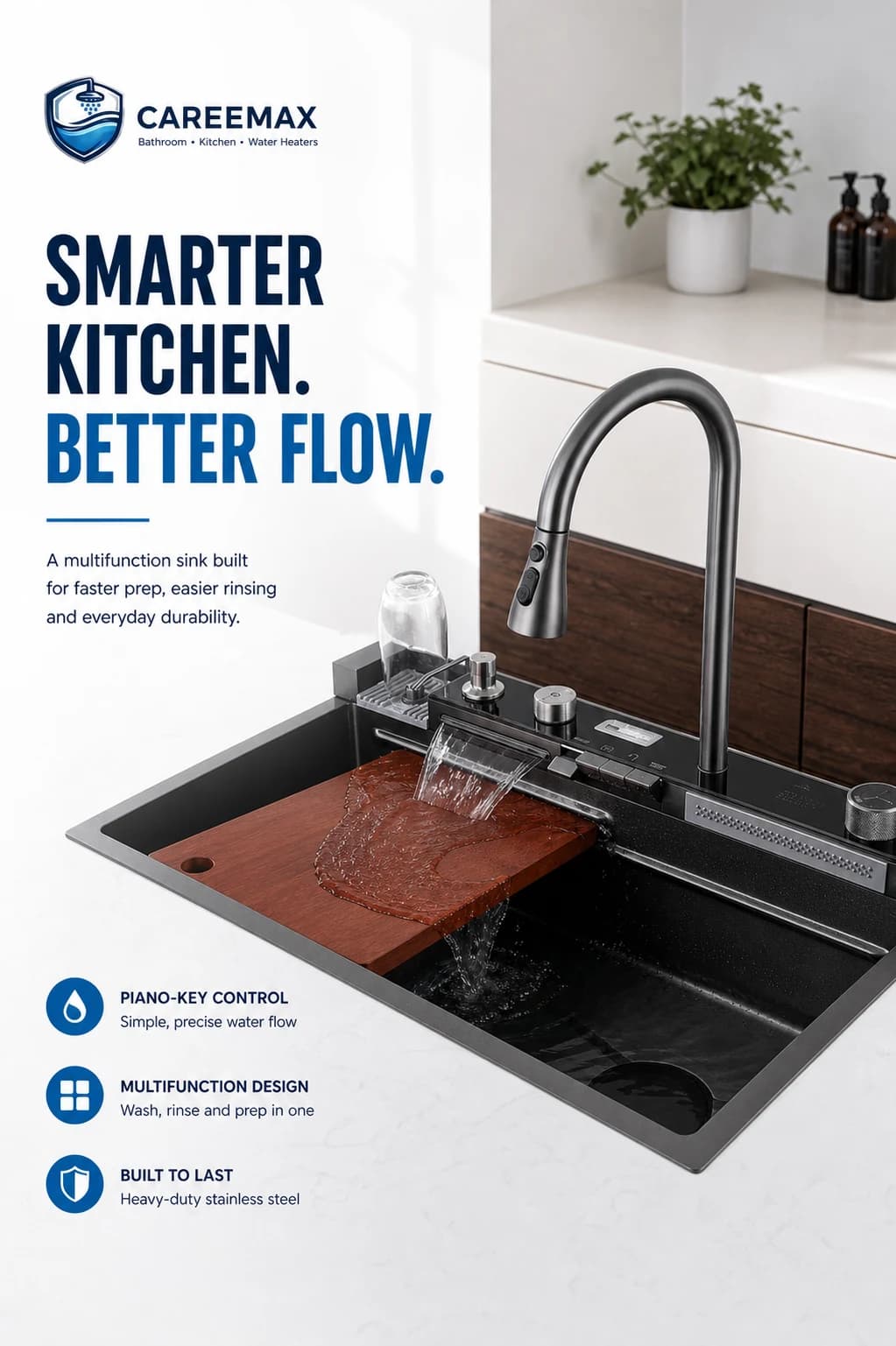 CAREEMAX Wallace multifunction piano-key kitchen sink
